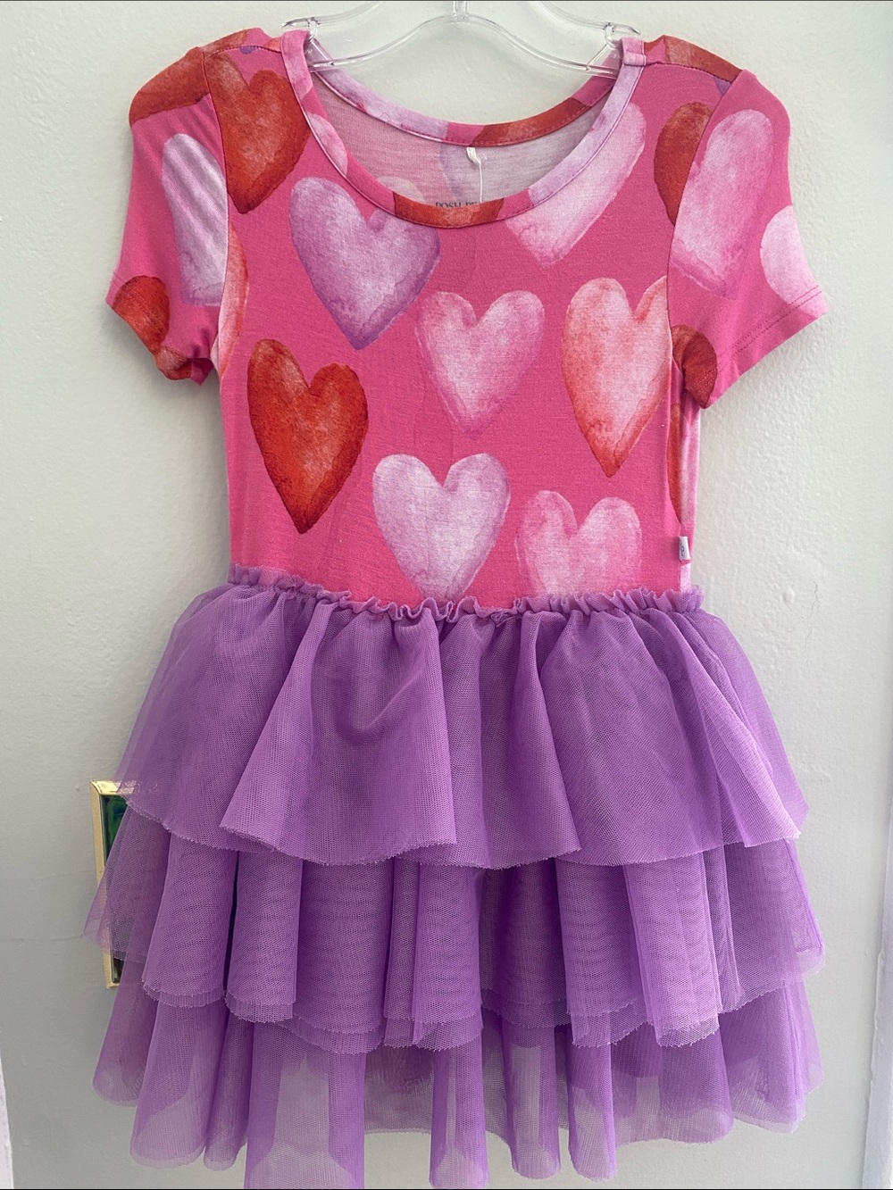 Posh Peanut Pink and Purple Heart Tulle Dress